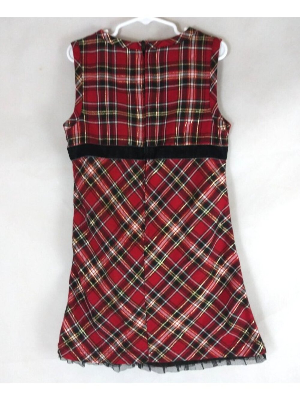 Basic Editions Red Plaid Metallic Sleeveless Dress Girls Size 6/6X - Picture 3 of 6